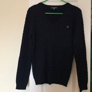 Ralph Lauren women’s cable knit sweater navy blue